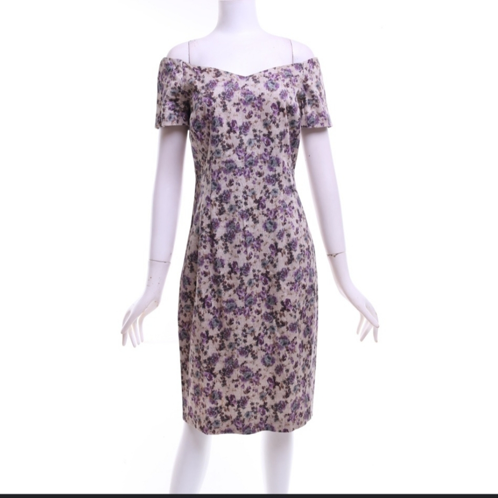 ZARA Basic Purple Watercolor Floral Visit Print Bodycon Dress SIZE MEDIUM
